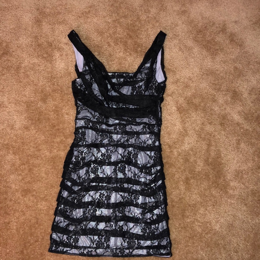 black and gray lace dress